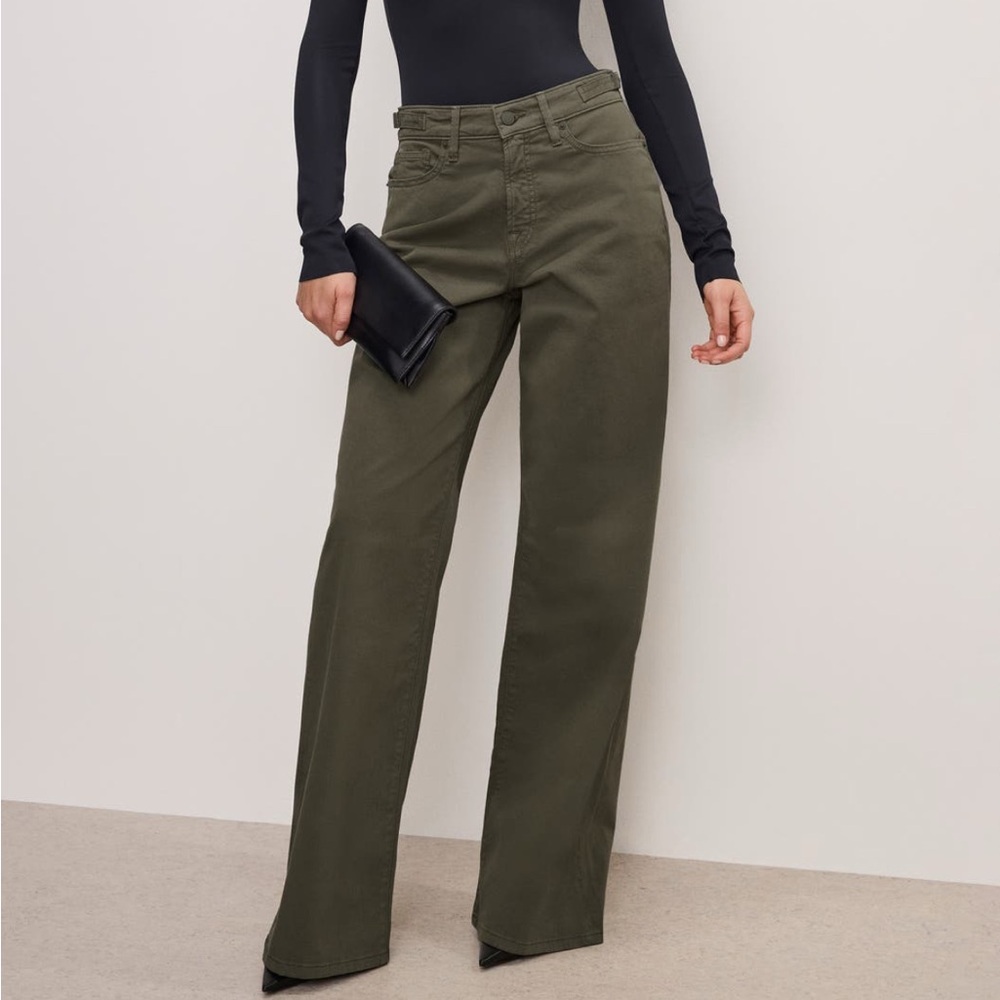 Good American Olive Wide Leg Pants